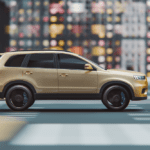 Gold SUV parked on urban street