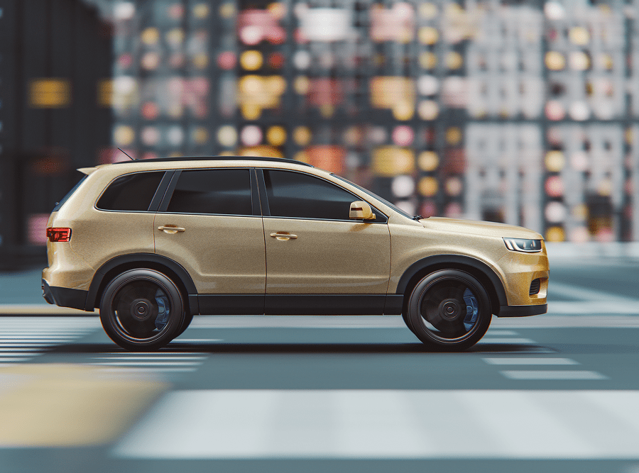 Gold SUV parked on urban street