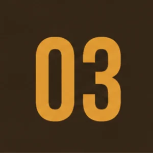 Orange number 03 on dark background